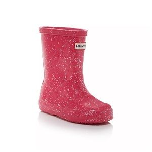Hunter Pink Unisex Original Kids First Classic Glitter Rain Boots